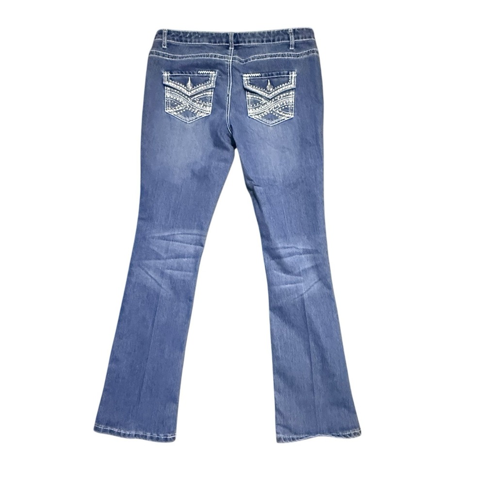 Mudd Girls Rhinestone Pocket Flare Jeans Size 20.5 Adjustable‎ Waist Low Rise